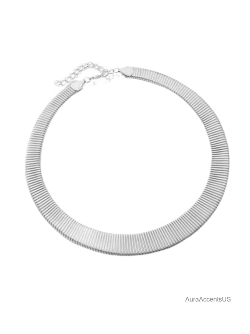 Trendy Silver Open Round Collar Choker Necklace with Extension Chain